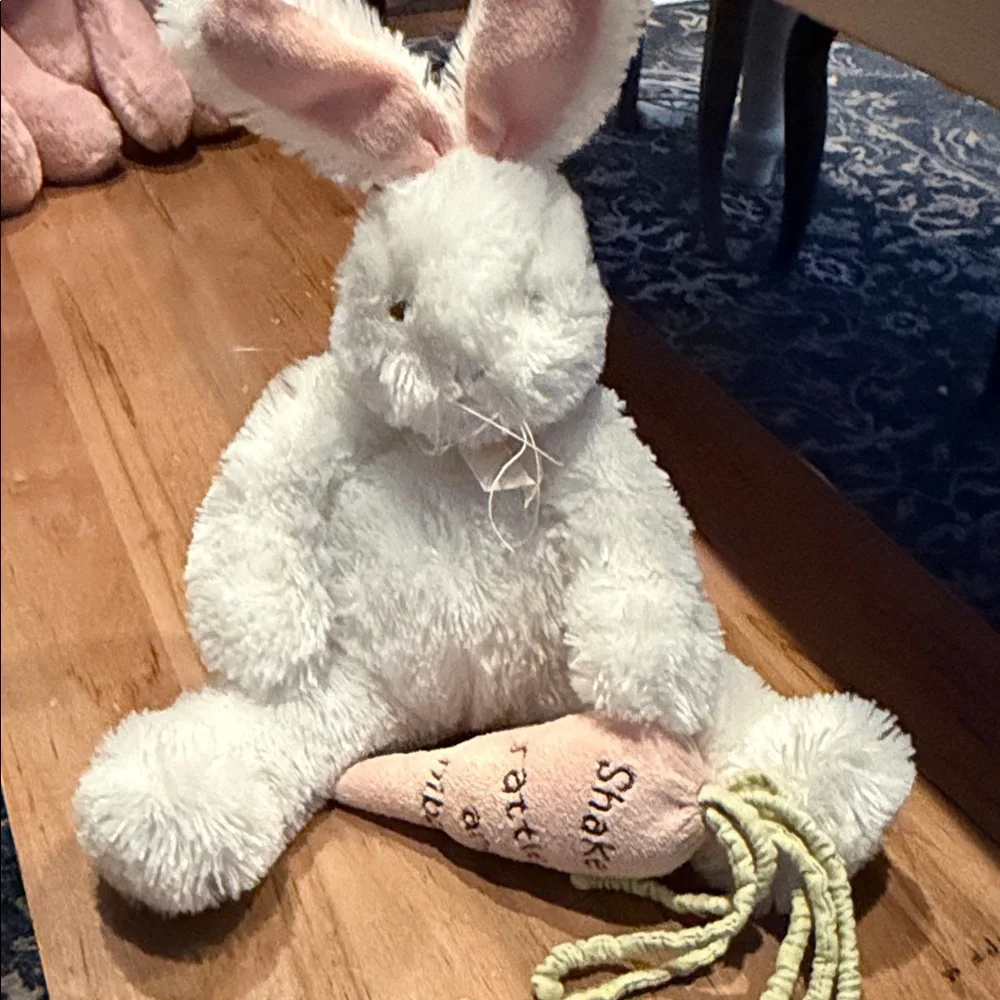 Bunnies by the bay plush shut bunny rabbit baby toy with shake rattle carrot - Picture 1 of 5